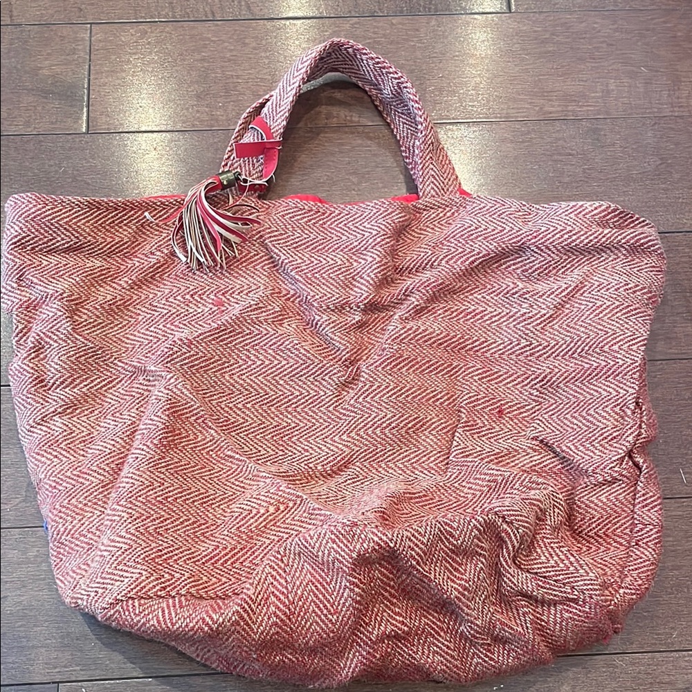 Red Chevron Tote Bag